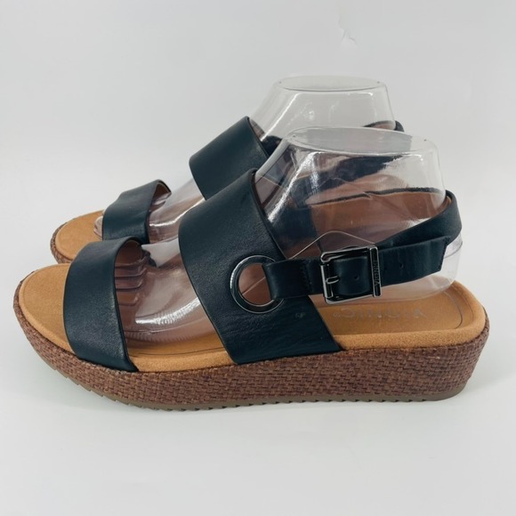 Vionic Sandals – Size 8.5 WIDE Women's Louise Raffia Black Leather Platform NEW - Picture 6 of 12